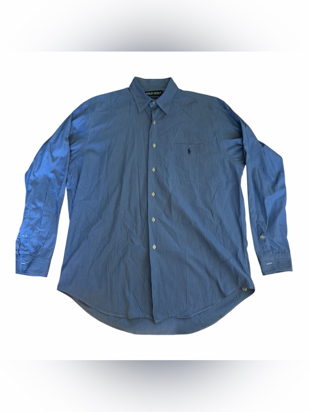 Polo Golf Ralph Lauren Long-Sleeve Blue Button-Up Shirt Large Preppy